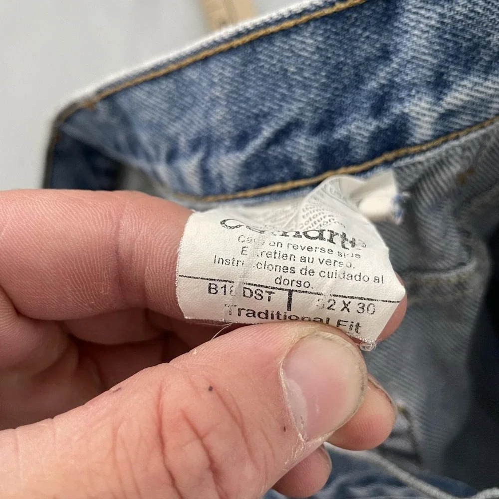 Carhartt B1 DST Jeans Mens 32x30 Blue Traditional Fit Straight Distressed Denim
